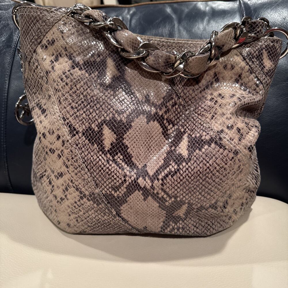 Michael Kors Snakeskin Patterned Hobo Shoulder Bag Leather